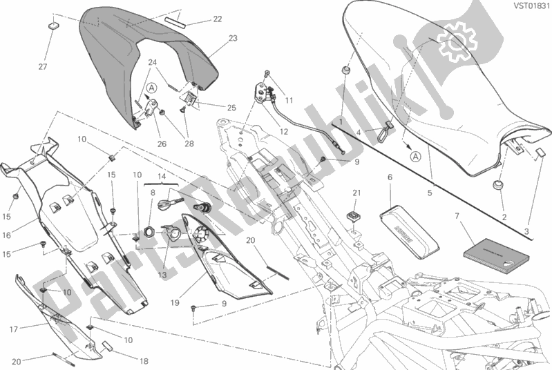 All parts for the Seat of the Ducati Monster 797 Plus Thailand 2019